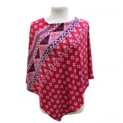 Next9 Nursing Poncho - Scarlet Red Aztec Printed