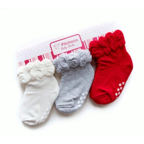 Pitcheco 3 in1 girls socks w/ rubber - infant