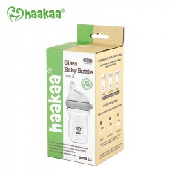 Haakaa Gen. 3 Glass Baby Bottle 160ml - Grey