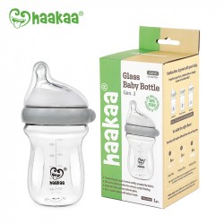 Haakaa Gen. 3 Glass Baby Bottle 160ml - Grey