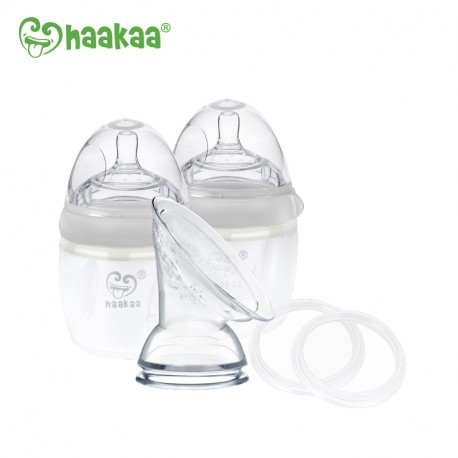 Haakaa Gen 3 Silicone Pump and Bottle Set - Grey