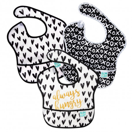 Bumkins Super Bib 3pcs - Black & White Print
