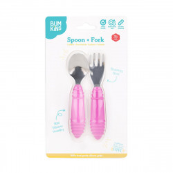 BUMKINS SPOON & FORK SET - FUCHSIA