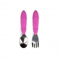 BUMKINS SPOON & FORK SET - FUCHSIA