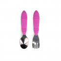 BUMKINS SPOON & FORK SET - FUCHSIA