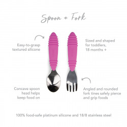 BUMKINS SPOON & FORK SET - FUCHSIA