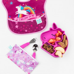 BUMKINS SPOON & FORK SET - FUCHSIA