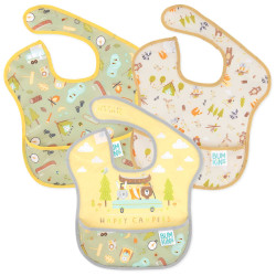 BUMKINS Super Bib 3pc Set - Happy