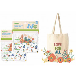 Zippies 2 Sets Love for All Reusable Storage Bags + ippies Love for All Tote Bag (Free)