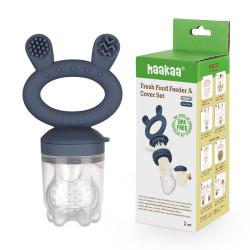 Haakaa Fresh Food Feeder and Cover Set - Steel Blue