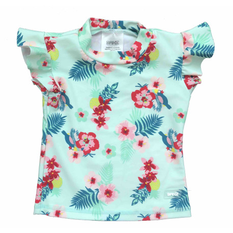 BANZ® GIRLS SHORT SLEEVE RASH TOP -Mint Pansy