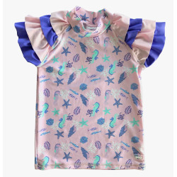BANZ® GIRLS SHORT SLEEVE RASH TOP - Sea Life