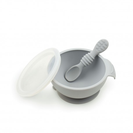 Bumkins Silicone First Feeding Set - Grey