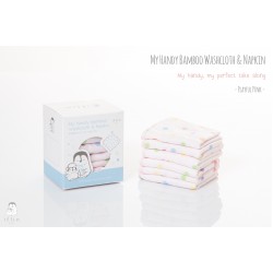 iFlin My Favorite Bamboo Washcloth & Napkin (6pcs) - Pink
