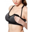 Mamaway Full Function Antibacterial Sports Breastfeeding Bra - Black/Grey